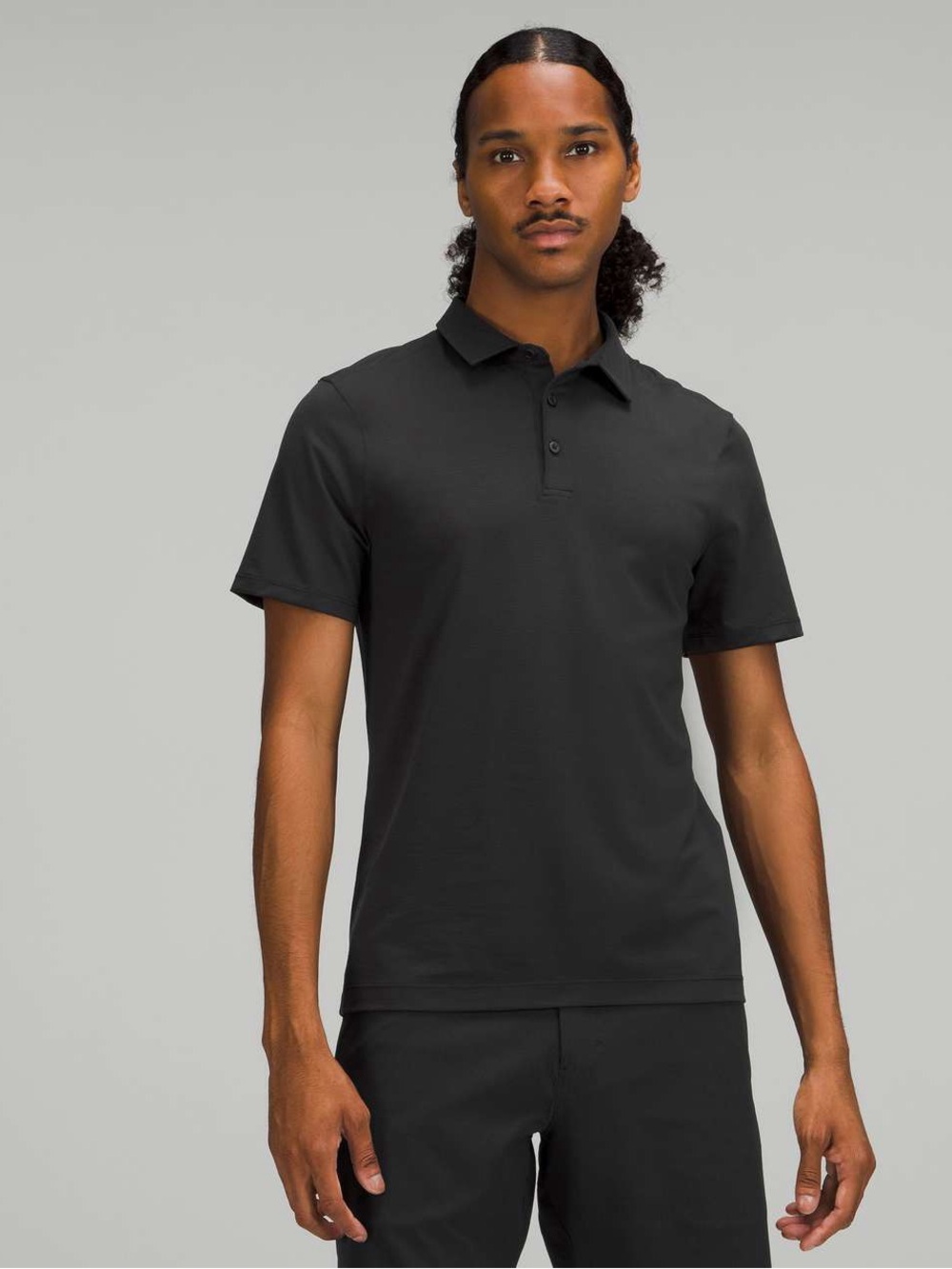 Lululemon Men’s Evolution Short Sleeve Polo Shirt Black Stripe Medium